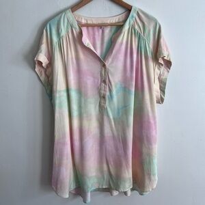 Rose + Olive Acid Wash Tie Dye Boho Top